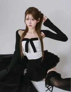 Darich ニットボレロリボンベアトップス WHT - メルカリ