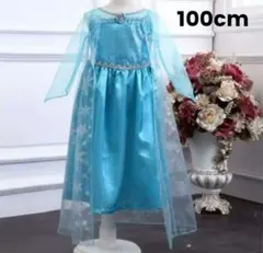 アナ雪 エルサ風 プリンセスドレス キッズドレス 発表会 コスプレ　100cm