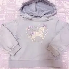メゾピアノユニコーン刺繍フード付きトレーナー 110
