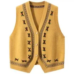 YI SI MAN 刺繍入りノースリーブセーター