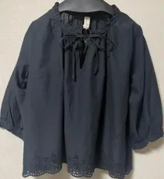 ニコアンド　新品！ボイルスカラップレースブラウス　ブラック　niko and…