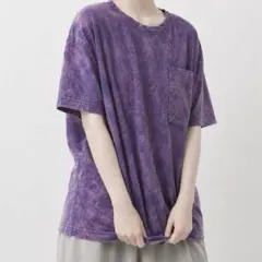 ダブルネーム新品タグ付き ハード加工ポケTEE パープル 半袖Tシャツ アメカジのサムネイル