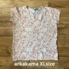 arkakama Tシャツ XL クリーム色 赤い模様のサムネイル