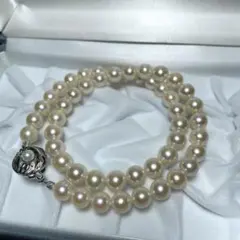 テリ強✨本真珠アコヤパールネックレス 8.4mm シルバー刻印 42cm