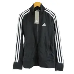 美品 adidas ロゴ プリント スリーライン トラック ジャケット M 黒