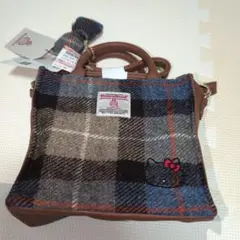 (新品・未使用)ハローキティ チェック柄ショルダーバッグ ハリスツイード