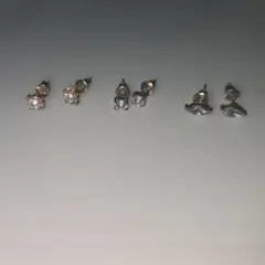 金属製スタッドピアス レディース 3点セット