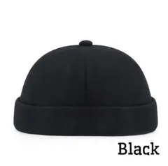 【Black】フィッシャーマンキャップ ロールキャップつばなしファッション男女