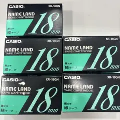 CASIO NAME LAND テープカートリッジ XR-18GN 5個のサムネイル