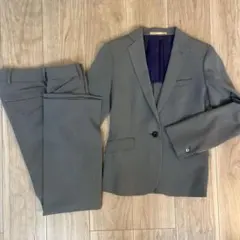 グレー ストライプ パンツスーツ　オリヒカ　ウォッシャブルスーツ
