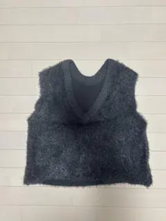 ダークグレー Vネック ニットベスト　セーター