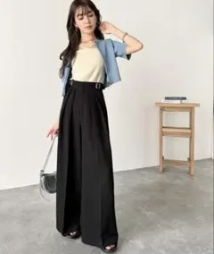 ブラック ワイドパンツ Mサイズ