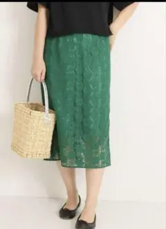 Spick and Span レースラインスカート　グリーン
