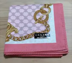 セリーヌ ハンカチ ピンク マカダム ゴールドチェーン 50cm
