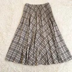 Demi-Luxe BEAMS チェックプリーツスカート　タック　ストレッチM