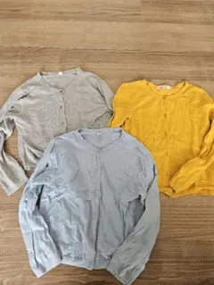 カーディガン 3色セット グレー ブルー イエローH&Mユニクロ120130