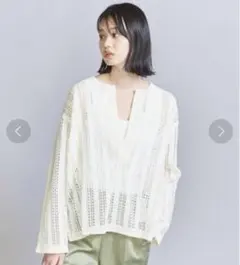 BEAUTY＆YOUTH ラッセルレース Vネック チュニック アイボリー　美品
