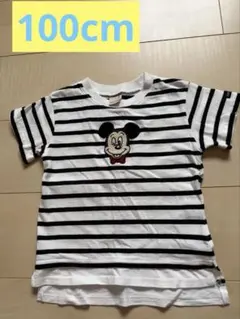 petit main ストライプ柄Tシャツ 100cm ミッキー
