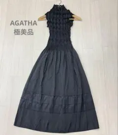 AGATHA アガタ プリーツ ノースリーブ ドレス ロング ワンピース L