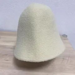 クリーム色 ウール ベル型ハット　韓国帽子