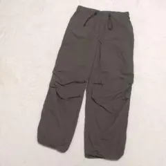 GU テックパラシュートパンツ L オリーブ系 ナイロン 裾ドローコード付