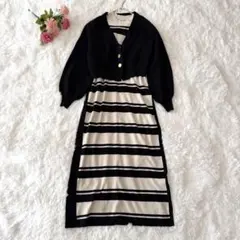 グレースコンチネンタル　ニット　ワンピース　セットアップ　金ボタン　スリム