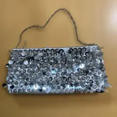 スパンコール　シルバー　パーティバッグ