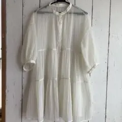 シースルーブラウス　ブラウス　ティアードシャツ　白