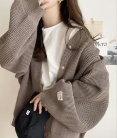 《JaVaジャバ コラボ》ワッフルニットカーディガンL