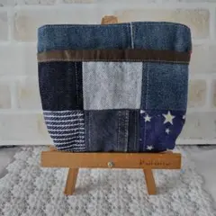 ★ふたなし　デニム　移動ポケット パッチオレンジ