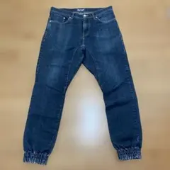 X-Large リブ付きダークブルーデニムパンツ