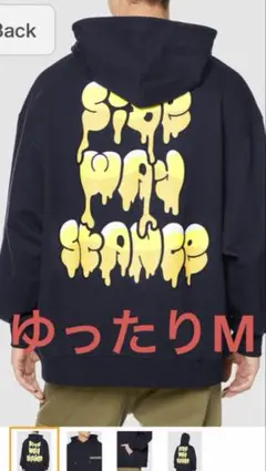 新品　SIDEWAYSTANCE メンズパーカー　バックロゴ　ゆったり　M