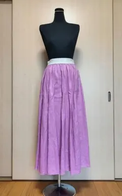 パープル フレアスカート ロング丈 ウエストゴムのサムネイル