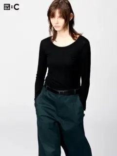 ユニクロ　極暖ヒートテックカシミヤブレンドUネックT 長袖　ブラック　XL 新品