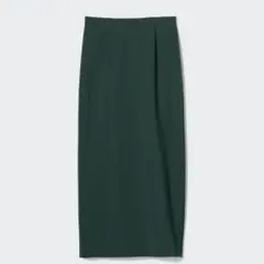 UNIQLO ユニクロ　ストレッチダブルフェイスナロースカート　ダークグリーンのサムネイル