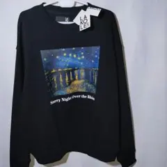 新品 トレーナー L ゴッホ ローヌ川の星月夜 ラコレ 絵画 リラックス 裏毛のサムネイル