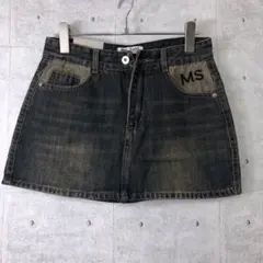 BB Jeans 濃淡切替 英字プリント エイジング加工 デニムスコート