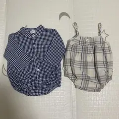 チェックロンパース 2点セット　韓国服　女の子　男の子