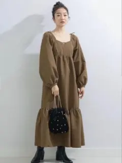 Ray BEAMS ティアードワンピース ブラウン タグ付き 0