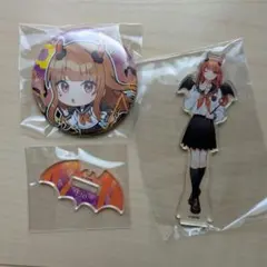 【カラフルピーチ】セブンイレブン限定ハロウィン アクスタ・缶バッジ えと セット