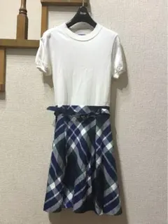 BLUE LABEL クレストブリッジドッキング　半袖　チェック　ワンピース