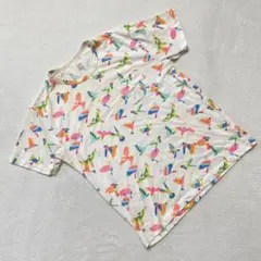 グラニフ 半袖 Tシャツ 鳥柄 ポケット付き 白 カラフル Sサイズ オシャレ