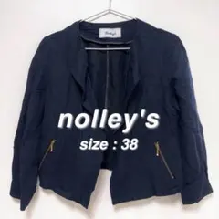 ノーリーズ NOLLEY'S ショートジャケット M ネイビー リネン混