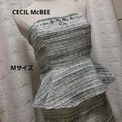 CECIL McBEE ツイードビジュー ペプラム ベアワンピース M ①