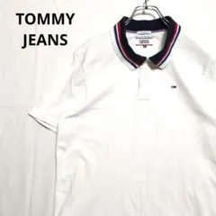 トミージーンズ　ポロ　刺繍　ロゴ　シンプル　ポロシャツ　白