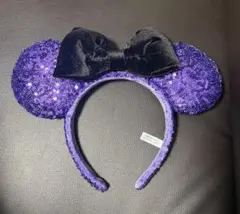 ディズニー ミニー カチューシャ 紫 スパンコール　ハロウィン