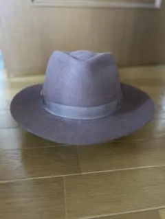 カシラブラウンウールハット リボン付き