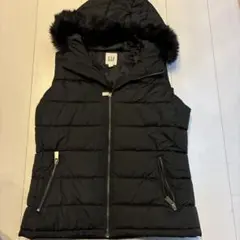 GAP ダウンベスト S ブラック ファー付き フード付き ギャップ レディース