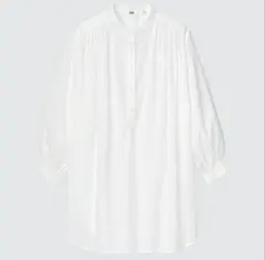 【美品】UNIQLO バンドカラーシャツ ホワイト М