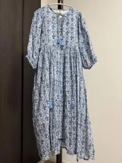極美品✨サラマリカ コットンブロックフラワープリントフリルドレス